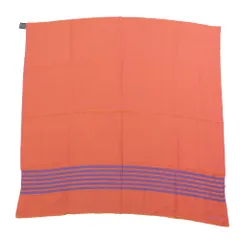 美品 HERMES エルメス カシミヤ シルク カシシル 大判 ストール プリュム スティッチング マフラー スカーフ ショール オレンジ 青 レディース 古着 中古 USEDのサムネイル