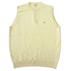 美品 Papas パパス ウール ニット ベスト カットソー ノースリーブ ヘンリーネック サイズM 黄 イエロー メンズ 古着 中古 USEDのサムネイル