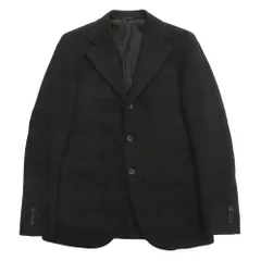 美品 Belvest ベルベスト ジャガードチェック テーラード ジャケット ブレザー ウール 3B 起毛 フォーマル 48 黒 ブラック メンズ 古着 中古 USEDのサムネイル