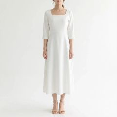 anuans アニュアンス スクエアネックバルーンフレアワンピース