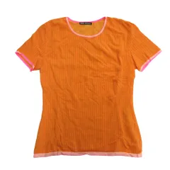 美品 ISSEY MIYAKE イッセイミヤケ ナイロン ニット カットソー Tシャツ ストレッチ M オレンジ レディース 古着 中古 USEDのサムネイル