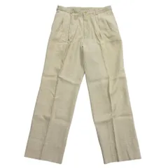 良品 Papas パパス リネン パンツ スラックス ツータック ストレート ロゴ L ベージュ メンズ 古着 中古 USEDのサムネイル