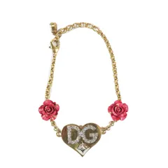 新品同様 DOLCE&GABBANA ドルチェアンドガッバーナ ブレスレット ハート 薔薇 DGロゴ チェーン ラインストーン アクセサリー レディース 古着 中古 USEDのサムネイル