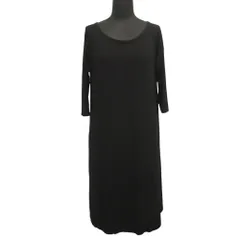 美品 RISMAT by Y's リスマット ワイズ YOHJI YAMAMOTO ヨウジヤマモト ワンピース ドレス カットソー レーヨン 七分丈 2 黒 ブラック レディース 古着 中古 USEDのサムネイル