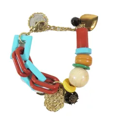 新品同様 DOLCE&GABBANA ドルチェアンドガッバーナ ブレスレット バングル ハート プラスチックチェーン ビジュー ウッド レディース 古着 中古 USEDのサムネイル