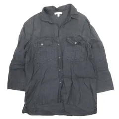 美品 JAMES PERSE ジェームスパース リネン ブラウス シャツ カットソー トップス 七分袖 開襟 オープンカラー 1 黒 レディース 古着 中古 USEDのサムネイル
