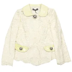 良品 DOLCE&GABBANA ドルチェアンドガッバーナ レース ジャケット ショート丈 エナメル 襟 38 ライトイエロー レディース 古着 中古 USEDのサムネイル