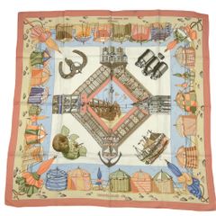 HERMES エルメス スカーフ シルク カレ90 ノルマンディ海岸の魅力 レア