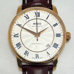 【未使用・動作良好】腕時計 メンズ ミドー MIDO バロンチェッリ M8600.2.21.8 自動巻 デイト表示 裏スケ シルバー 革ベルトのサムネイル