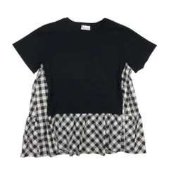 美品 RED Valentino レッドヴァレンティノ ギンガムチェック 布帛切替 トップス 半袖 Tシャツ カットソー L 黒 ブラック レディース 古着 中古 USEDのサムネイル