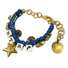 良品 DOLCE&GABBANA ドルチェアンドガッバーナ I am The Star チェーン ブレスレット チャーム アクセサリー ゴールド 青 レディース 古着 中古 USEDのサムネイル