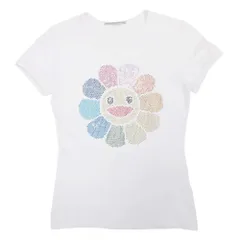 美品 ERMANNO SCERVINO エルマノシェルビーノ ラインストーン フラワー Tシャツ カットソー 半袖 ストレッチ 40 白 レディース 古着 中古 USEDのサムネイル