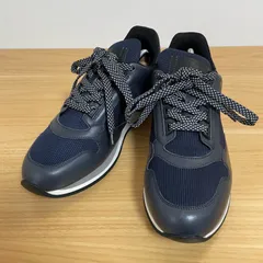 美品 ダンヒル dunhill スニーカー COURT コート DU22R1342D8 41 約26cm ネイビー ブルー 青 メッシュ レザー 切り替え ウッドソール ローカット シューズ メンズ 靴 カジュアル ビジネス 16688のサムネイル