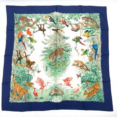 HERMES エルメスカレ90 赤道直下 大判スカーフシルク タグ有 グリーン