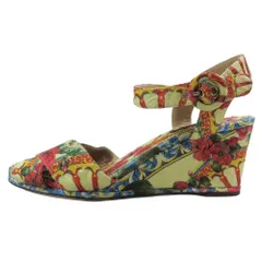 未使用 DOLCE&GABBANA ドルチェ＆ガッバーナ 花柄 サンダル ウェッジソール アンクルストラップ シューズ 37 マルチカラー レディース 古着 中古 USEDのサムネイル