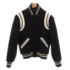 サンローラン パリ SAINT LAURENT PARIS 14年 テディジャケット レザートリムスタジャン ブルゾン スナップボタン 36  黒 ブラック 358212 /FF ■GY57のサムネイル