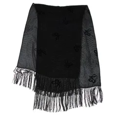 エンポリオアルマーニEMPORIO ARMANI レーヨンシルクベルベットメッシュデザインストール 黒のサムネイル