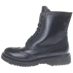 PRADA SPORT (プラダ スポーツ) ウイングチップ サイドジップ レザー レースアップブーツ ブラック レディース 3T5938のサムネイル