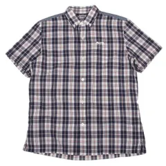 アイ ジュンヤワタナベ マン コムデギャルソン eYe JUNYA WATANABE MAN COMME des GARCONS ワンポイント刺繍半袖チェックシャツ 紺白XSのサムネイル