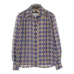 YVES SAINT LAURENT (イヴサンローラン) ドット柄 シルク 長袖シャツ ブルー/アイボリーのサムネイル