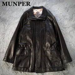 【ユーロ古着】極美品✨MUNPER ムンペル ラムレザージャケット ハーフコート 黒 52のサムネイル