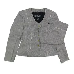 良品 ESCADA エスカーダ スカートスーツ セットアップ ジャケット アウター 台形 膝丈 ハーフ タイトスカート 34 黒 白 レディース 古着 中古 USEDのサムネイル