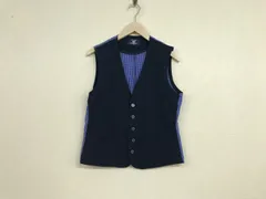 本物コムサコミューンCOMMECACOMMUNEポリエステルコットンチェック柄切り替えサマージレベストメンズサーフアメカジミリタリーストリートスケーターワークビジネススーツモードゴルフドレスバイカー紺ネイビーSのサムネイル