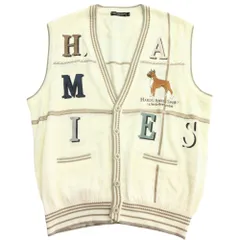 HARDY AMIES ハーディエイミス ニット ベスト ジレ Vネック リネン混 ロゴ L ベージュ系 メンズ 古着 中古 USEDのサムネイル