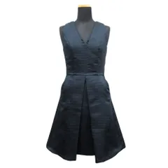 美品 A/X ARMANI EXCHANGE アルマーニエクスチェンジ ワンピース Vネック フレア スカート ひざ丈 ノースリーブ サイズ0 紺 ネイビー レディース 古着 中古 USEDのサムネイル