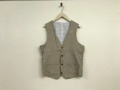 本物タケオキクチtkTAKEOKIKUCHIコットン麻リネンボーダー柄切り替えサマージレベストメンズサーフアメカジミリタリーストリートスケーターワークビジネススーツモードゴルフドレスバイカーLベージュ白ホワイトブルー3のサムネイル