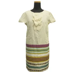 VIVIENNE TAM ヴィヴィアンタム バタフライモチーフ リネン ワンピース ドレス カットソー 蝶 0 ベージュ レディース 古着 中古 USEDのサムネイル