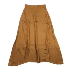 新品同様 19aw YLEVE イレーヴ シルクブレンド サテン地 ランダムヘム ロング マキシ丈 フレアスカート 1 茶 ブラウン レディース 古着 中古 USEDのサムネイル