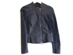【222492】EMPORIO ARMANI エンポリオアルマーニ  ラムレザー切り替えコットン/ストレッチ　ライダースジャケット  ・36 R2B09P　R2P02 ネイビーのサムネイル