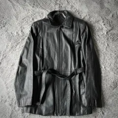 OUTBROOK レザージャケット ハーフコート ジップアップ ベルト M 黒のサムネイル