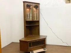 ■カリモク karimoku コロニアルシリーズ コーナータイプテレビボード キャビネット テレビ台 AVボード 飾り棚 通電確認済み 収納 (貝1592)のサムネイル