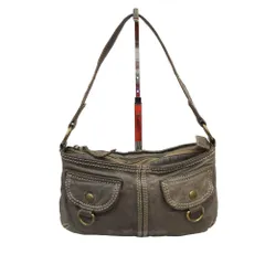 良品 TAMBU タンブー レザー ハンド バッグ 鞄 ステッチ グレー ベージュ系 レディース 古着 中古 USEDのサムネイル
