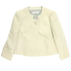 良品 ELLE エル 麻 リネン ノーカラー ジャケット ブレザー 長袖 JLDES-11290 サイズ40 ベージュ レディース 古着 中古 USEDのサムネイル