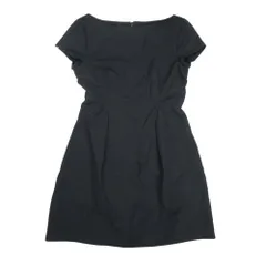 良品 SPORTMAX スポーツマックス バックジップ 無地 半袖 ひざ丈 ワンピース ストーン ワンポイント 42 黒 ブラック レディース 古着 中古 USEDのサムネイル