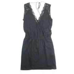 美品 sandro サンドロ ケミカルレース リネン ワンピース ノースリーブ ドレス カットソー 1 黒 ブラック レディース 古着 中古 USEDのサムネイル