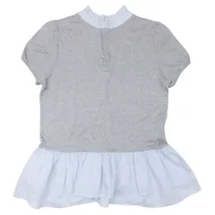 新品同様 Cynthia Rowley シンシアローリー 布帛 ドッキング ペプラム カットソー Tシャツ 半袖 プルオーバー パフスリーブ 2 グレー 青 レディース 古着 中古 USEDのサムネイル