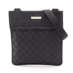 ♡GUCCI♡ ショルダー バッグ ミニ GG柄 キャンバス レザー 黒 調整可