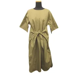 良品 OKIRAKU オキラク ベルテッド ワンピース ドレス カットソー ツイル 0 茶 ブラウン レディース 古着 中古 USEDのサムネイル