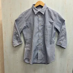 【美品】UNITED ARROWS ユナイテッドアローズ A DAY IN THE LIFE 7分丈シャツ M ブルー ストライプ柄のサムネイル
