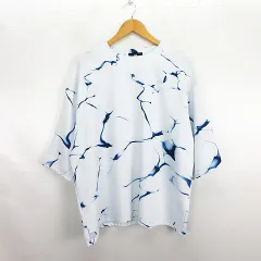 ハレ HARE カットソー Tシャツ 五分袖 丸首 総柄 オーバーサイズ M ホワイト×ブルー ※EKMのサムネイル