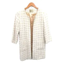 スピック＆スパン ノーブル Spick&Span Noble ノーカラー コート アウター チェック トッパー ミドル ラメ 七分袖 アイボリー /TT ■GY06のサムネイル