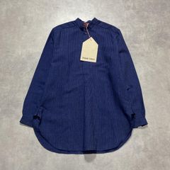 GQ5675◇FRANK LEDER : INDIGO DYED STAND COLLAR OLD STYLE SHIRT◇XS