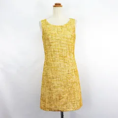 ロペ ROPE CITY ワンピース チュニック ノースリーブ ラウンドネック ミニ丈 チェック ウール混 シルク混 7AR イエロー ※EKMのサムネイル