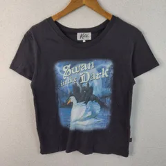 Katie ケイティ Tシャツ スワンインザダーク 白鳥 アートプリント ショート丈 ブラック S レディース 古着 ギャル Y2Kのサムネイル