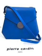【227881】＜希少＞ pierre cardin ピエールカルダン  オールレザー　クロスボディ　デザインショルダーバッグ ブルーのサムネイル