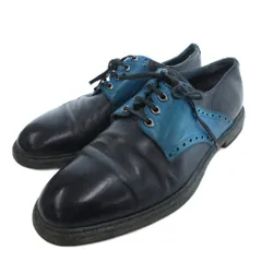 ドルチェ&ガッバーナ ドルガバ DOLCE&GABBANA レザー ダービーシューズ レースアップ 8 黒 ブラック 青 ブルー /UO ■GY62のサムネイル